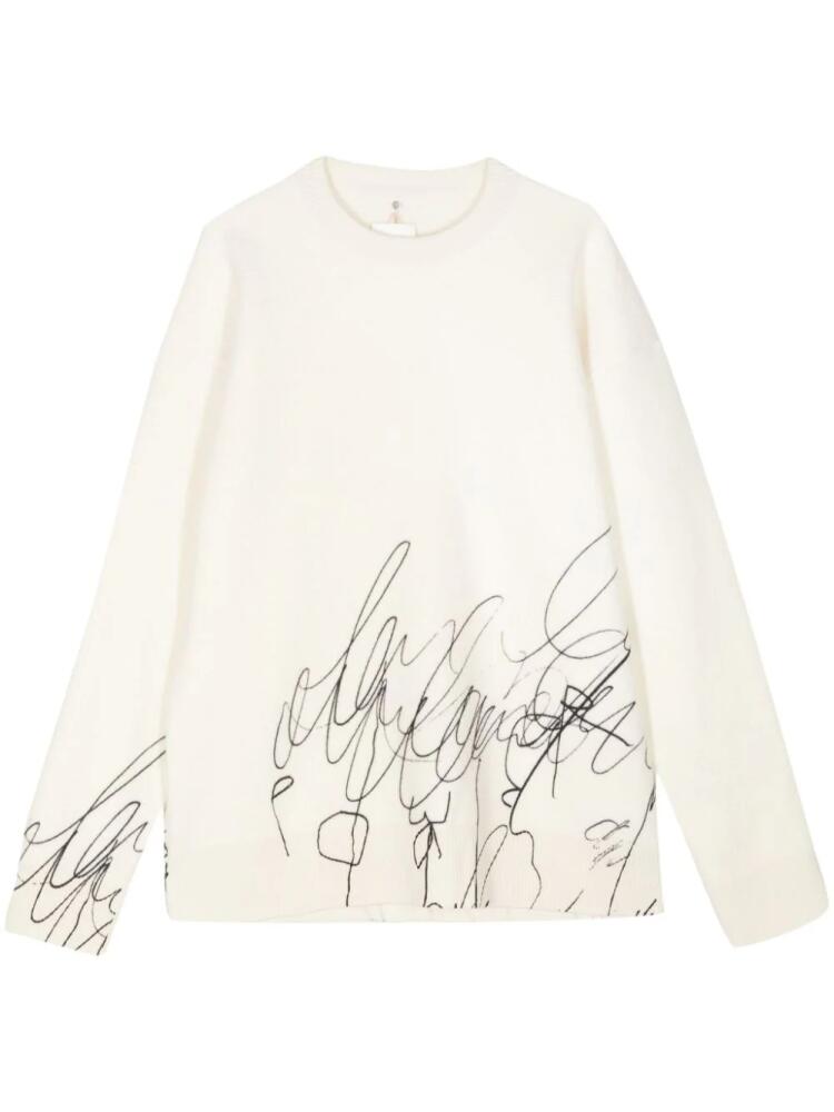 OAMC cotton-wool graphic-print jumper - White Cover