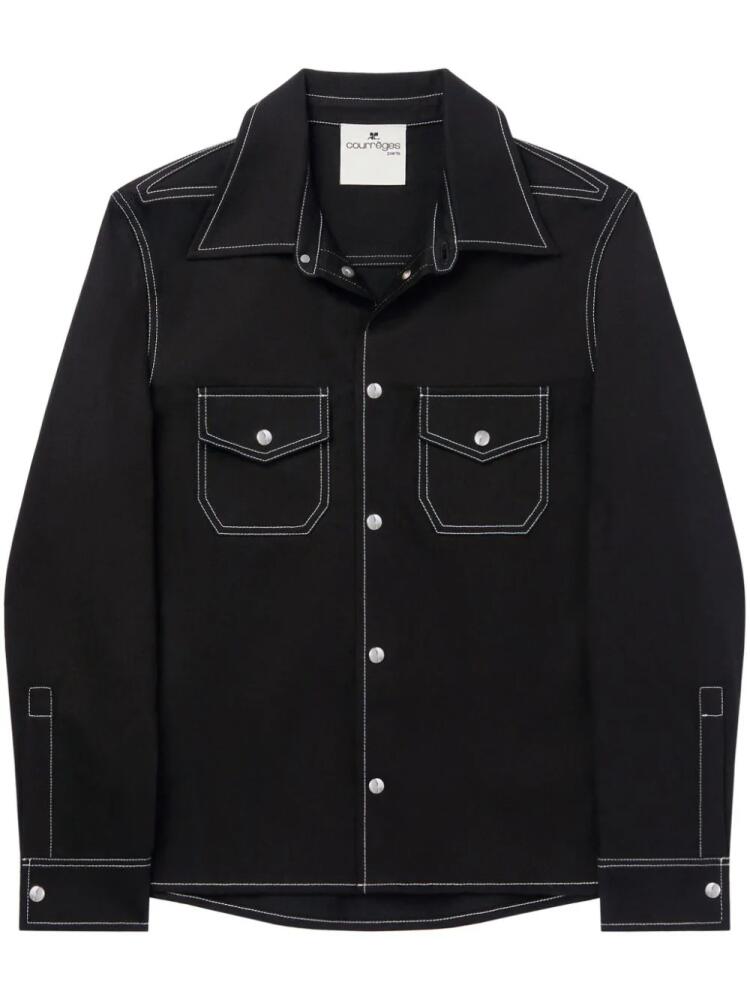 Courrèges double pocket topstitched denim shirt - Black Cover