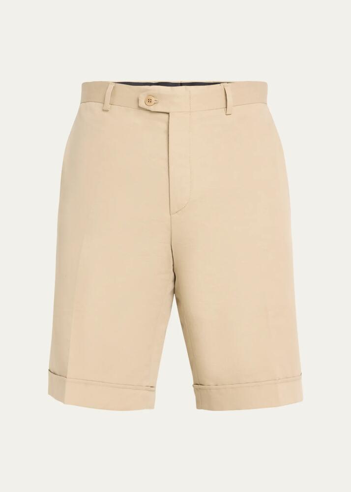 Brioni Men's Cotton Gabardine Flat-Front Shorts Cover