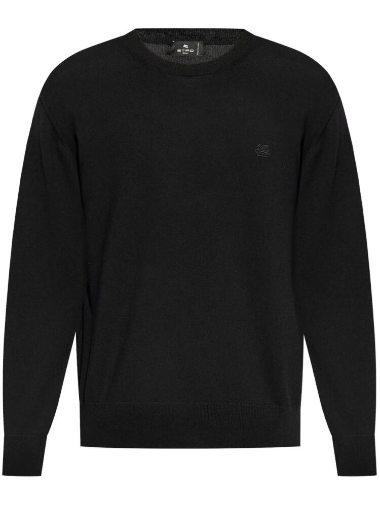 ETRO Pegaso-embroidered wool jumper - Black Cover