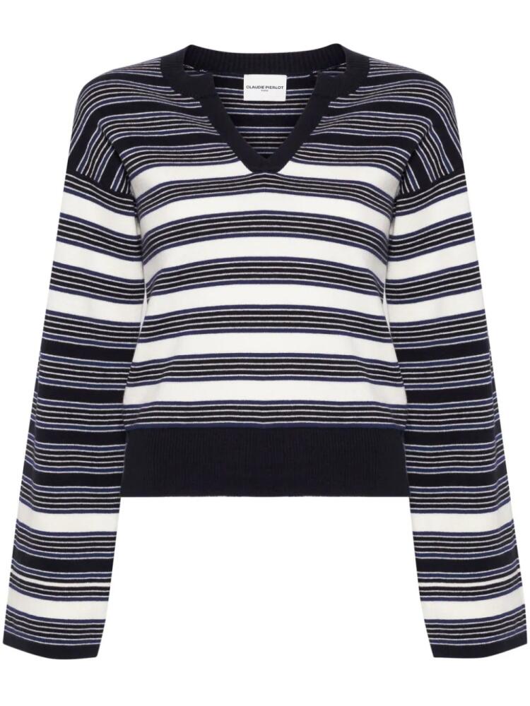 Claudie Pierlot striped split-neck jumper - Blue Cover