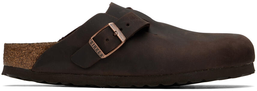 Birkenstock Brown Narrow Boston Soft Footbed Loafers Cover