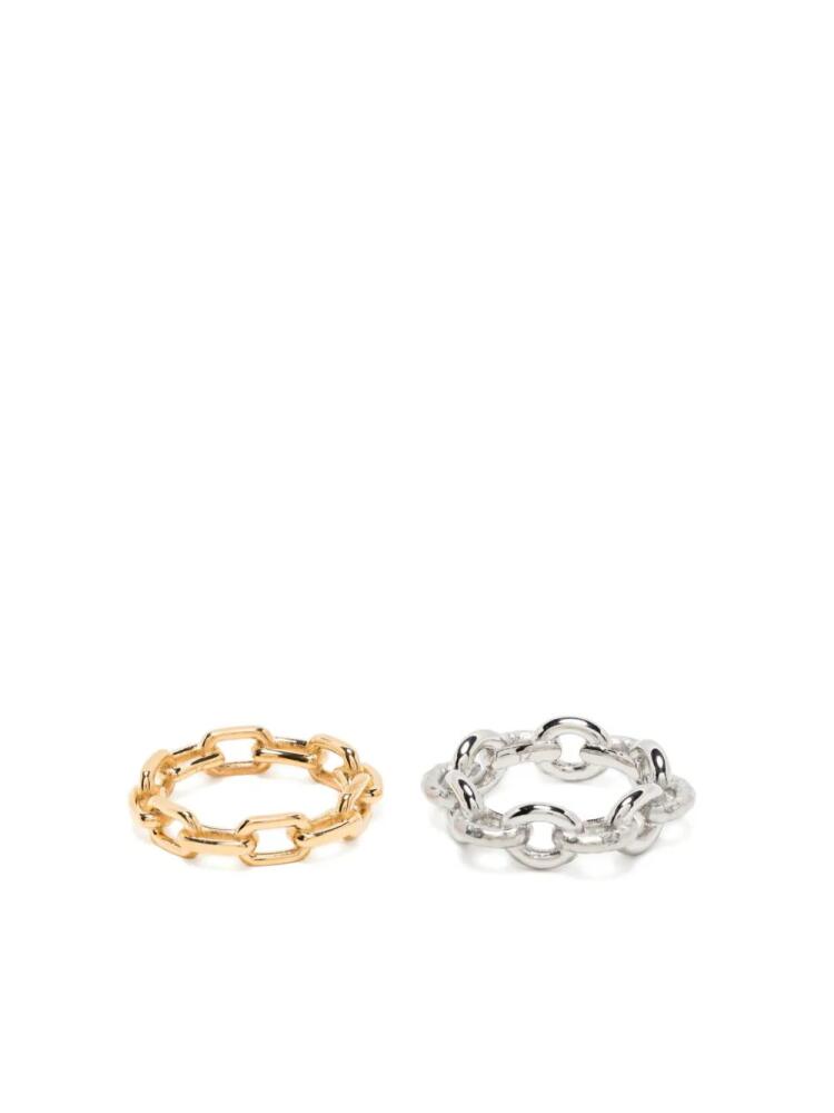 agnès b. WOMEN'S agnès b. LOGO "CHUNKY CHAIN" RINGS SET - Silver Cover