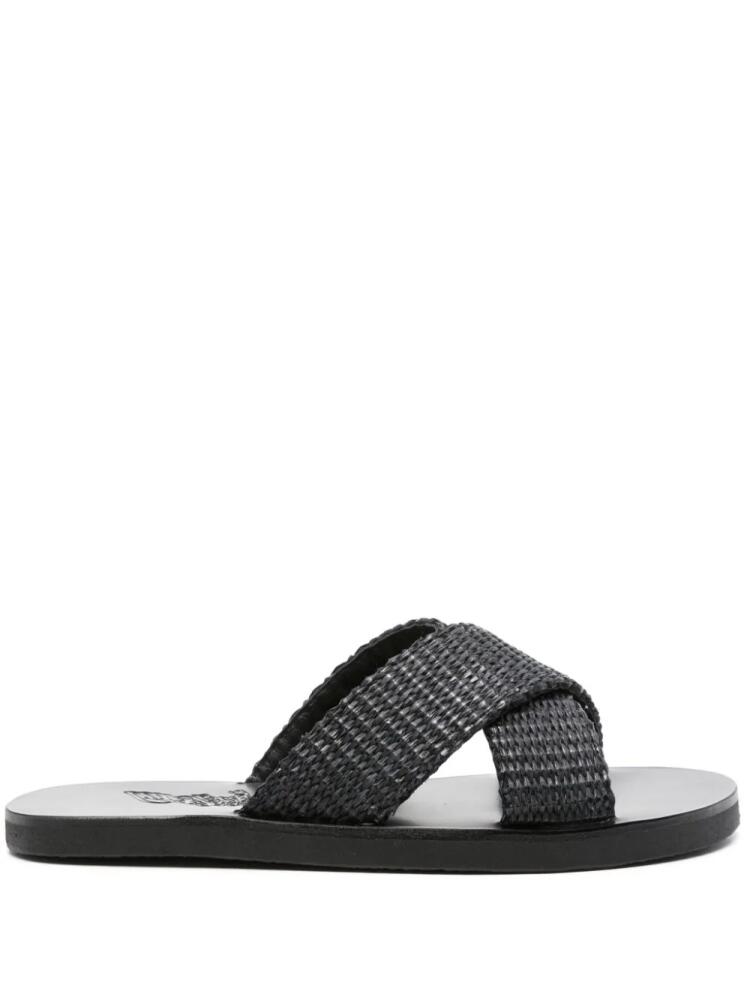 Ancient Greek Sandals Bios straw slides - Black Cover