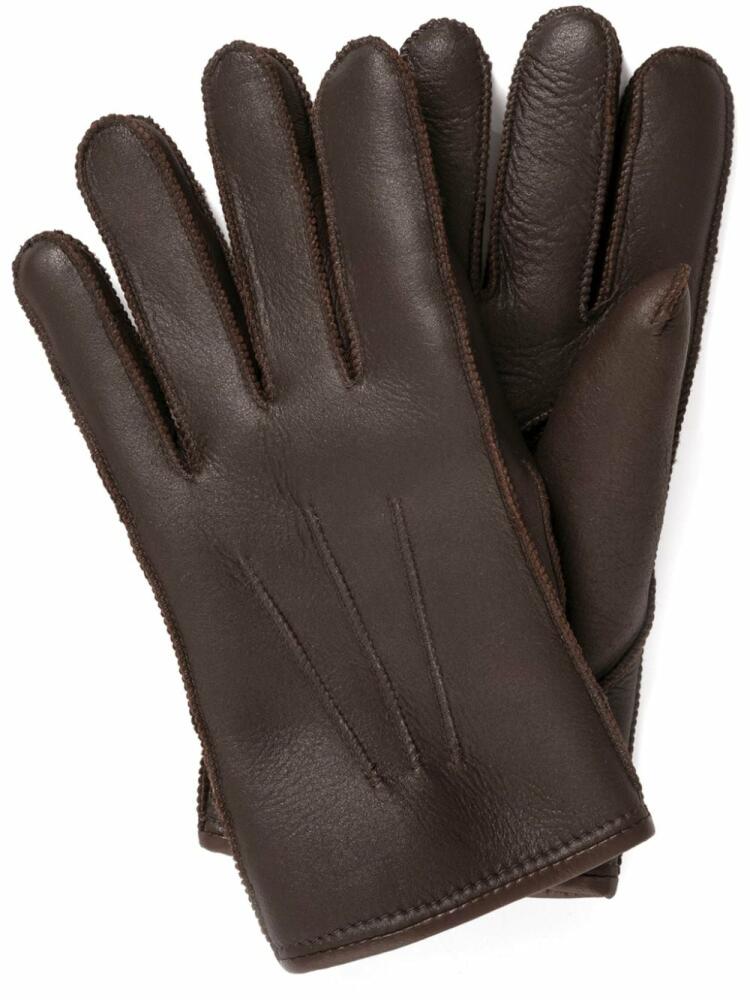 Parajumpers piped-stitch leather gloves - Brown Cover