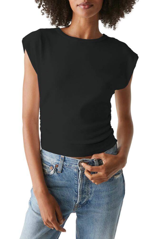 Michael Stars Joni Power Shoulder Rib Top in Black Cover