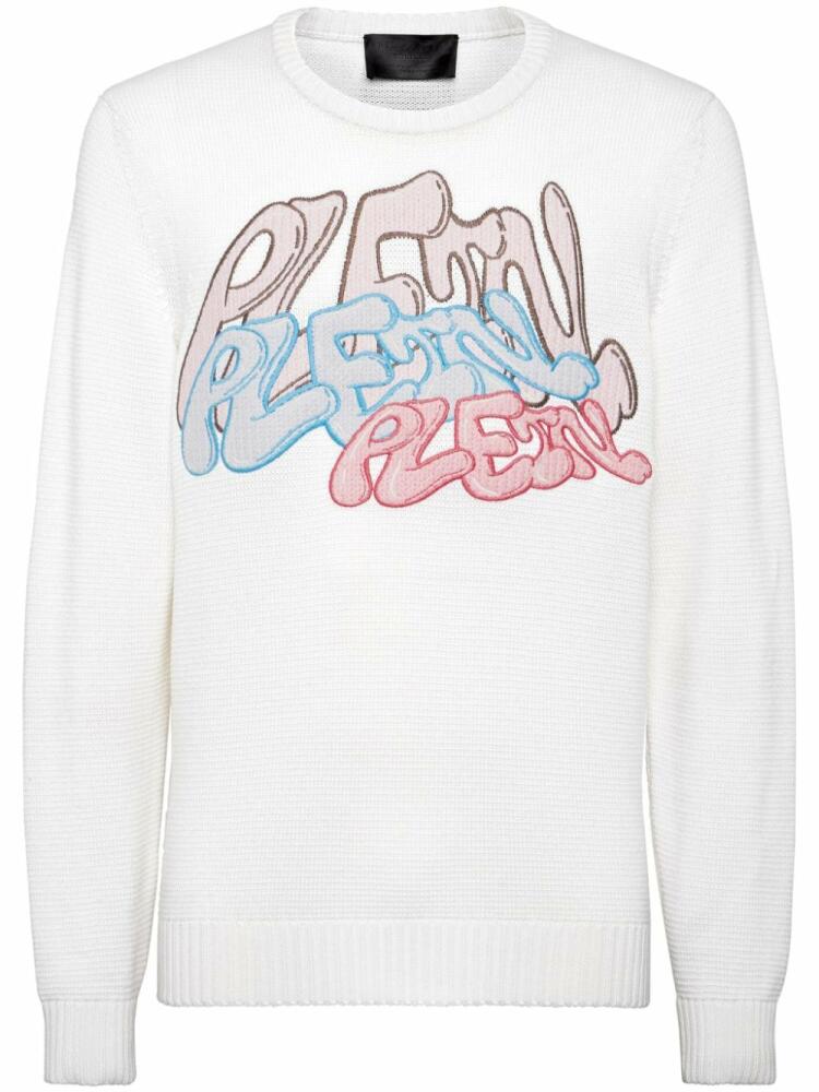 Philipp Plein logo-appliqué wool jumper - White Cover