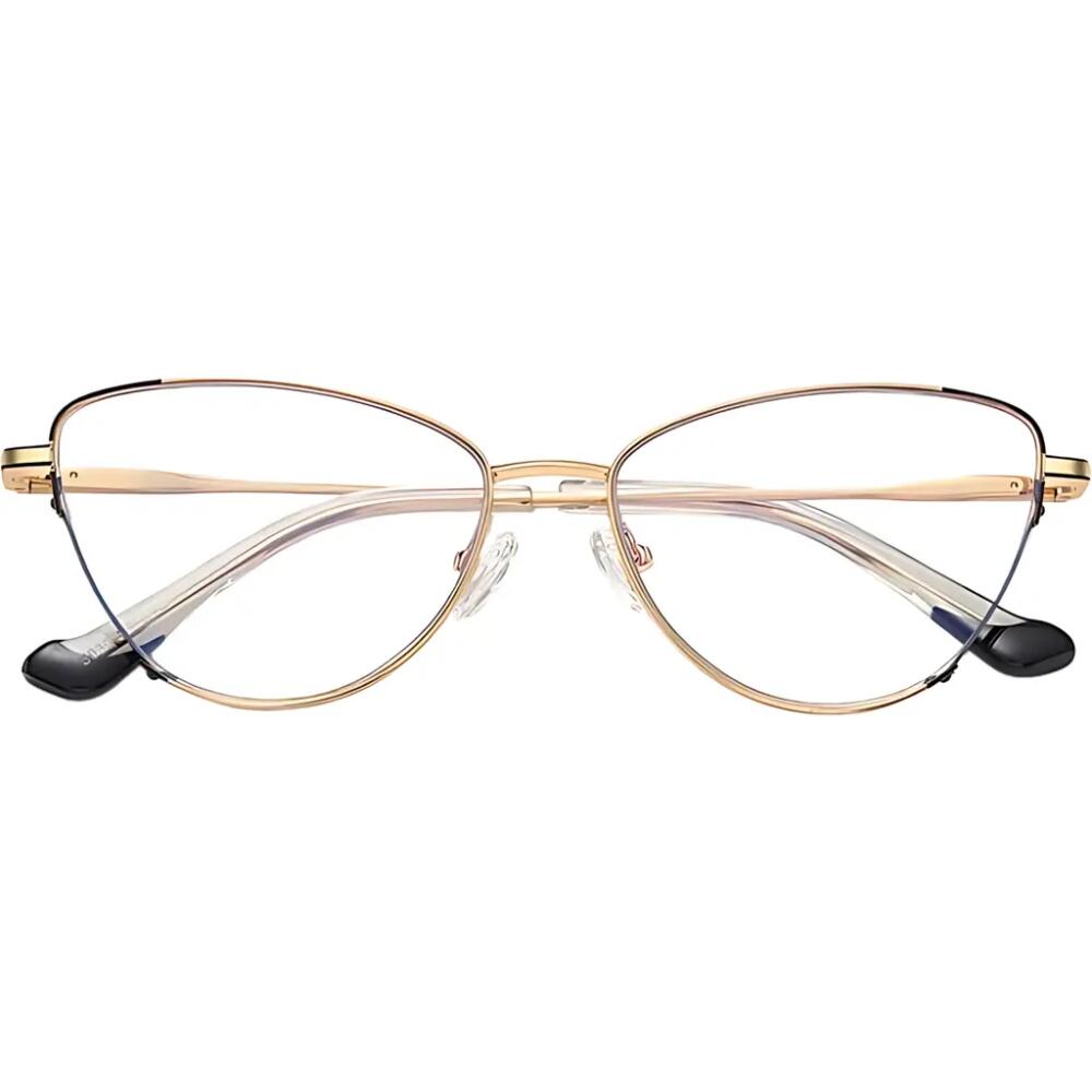 Fifth & Ninth Cora 54mm Cat Eye Blue Light Blocking Glasses in Gold /Clear Cover