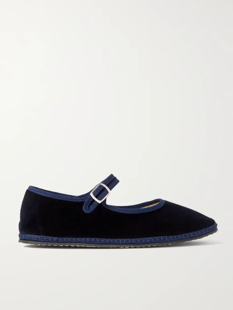 Vibi Venezia - Grosgrain-trimmed Velvet Mary Jane Slippers - Blue Cover