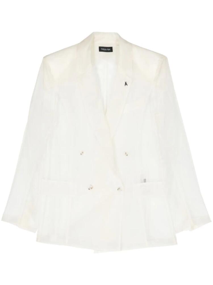 Patrizia Pepe sheer double-breasted blazer - Neutrals Cover