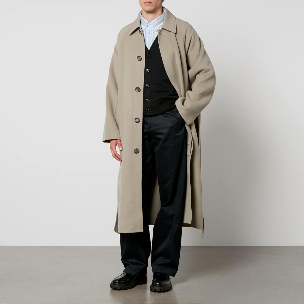 AMI Long Belted Wool and Cashmere-Blend Coat Cover