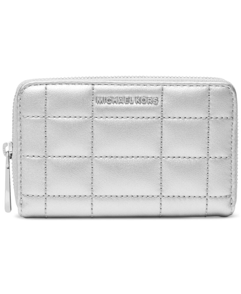 Michael Michael Kors Jet Set Small Zip Around Card Case - Silver Cover