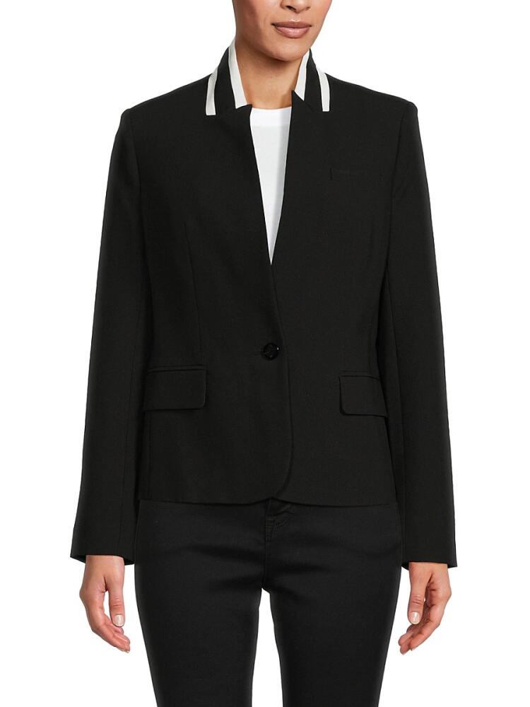 Karl Lagerfeld Paris Women's Contrast Trim Single Breasted Blazer - Black Cover