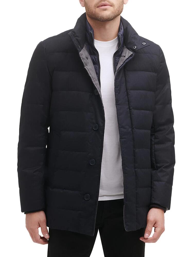 Cole Haan Men's Quilted Flannel Down Jacket - Navy Cover