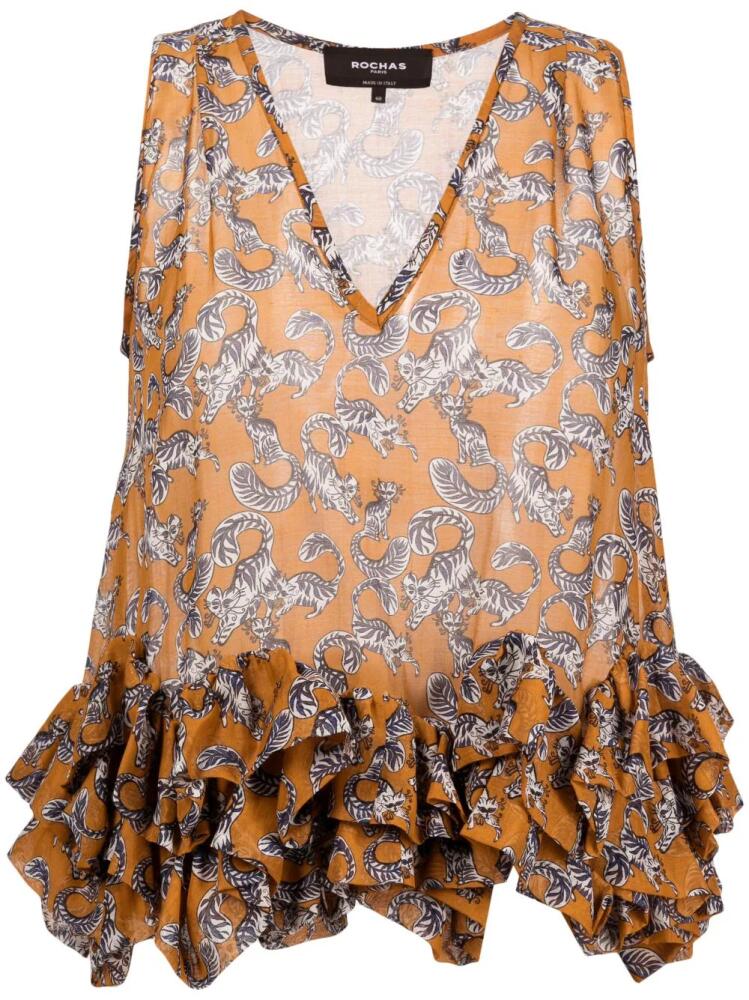 Rochas Les Chats ruffled blouse - Brown Cover