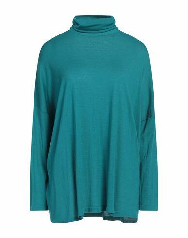 Kangra Woman Turtleneck Deep jade Silk, Cashmere Cover