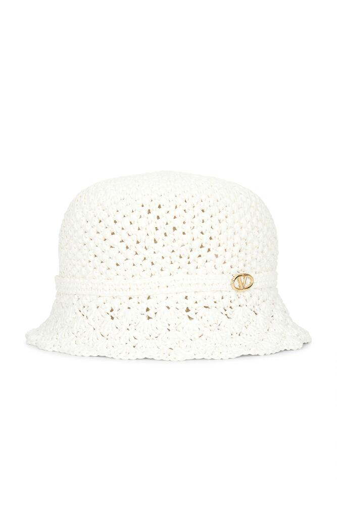 Valentino Garavani Crochet Bucket Hat in White Cover