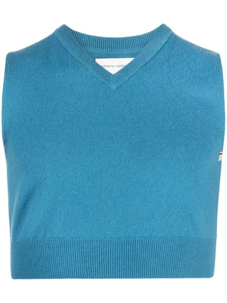 extreme cashmere fine-knit cropped vest - Blue Cover