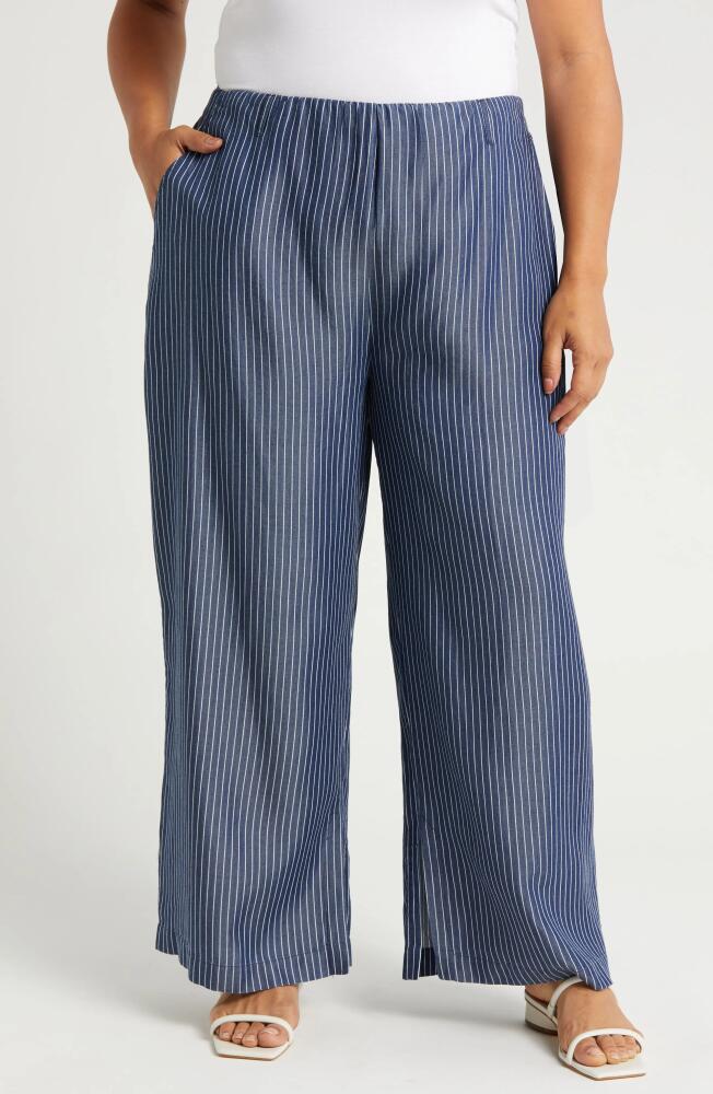 Lyssé Stripe Wide Leg Pants in Indigo Ledger Stripe Cover