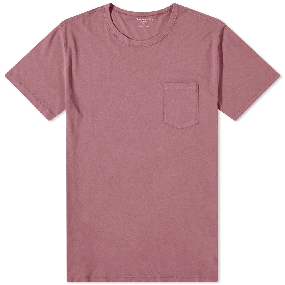 Officine Generale Men's Officine Générale Pocket T-Shirt in Plum Wine Cover