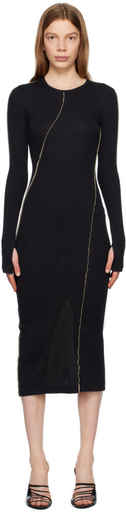 Helmut Lang Black Twisted Midi Dress Cover