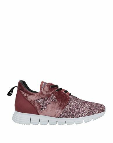 Patrizia Pepe Woman Sneakers Burgundy Polyester, Leather, Cotton Cover