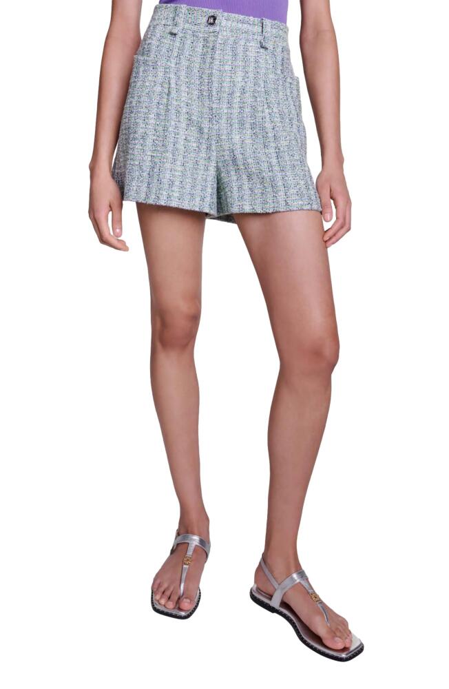 maje Elia Metallic Tweed Shorts in Blue Multi Cover