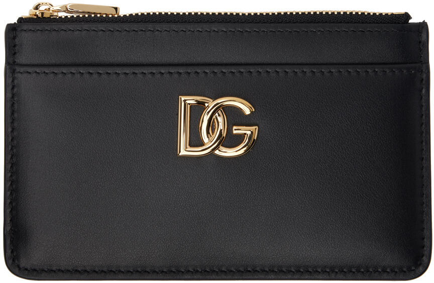 Dolce&Gabbana Black Calfskin 'DG' Logo Card Holder Cover