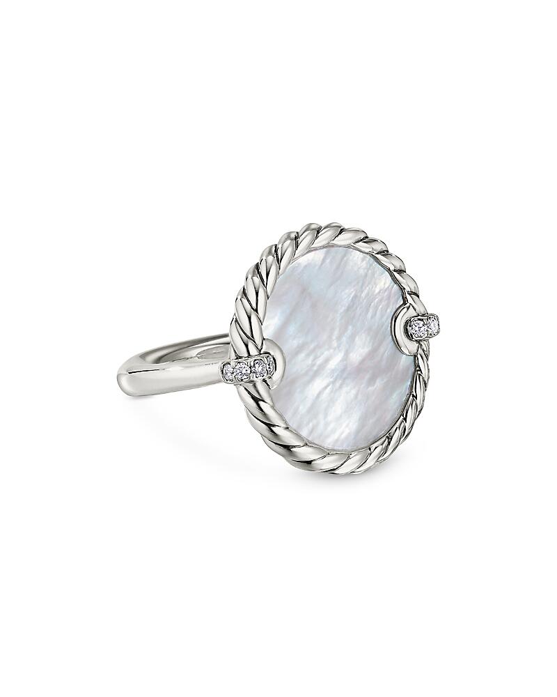 David Yurman Sterling Silver Dy Elements Mother-of-Pearl & Diamond Ring Cover