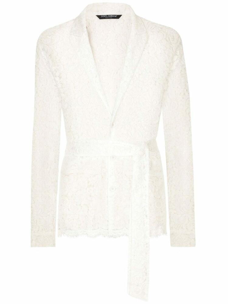 Dolce & Gabbana short lace dressing gown - White Cover