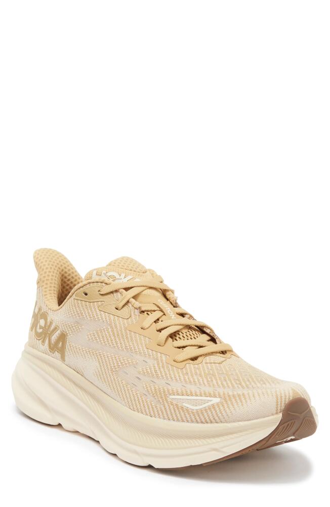 HOKA Clifton 9 Running Shoe in Wheat /Shifting Sand Cover