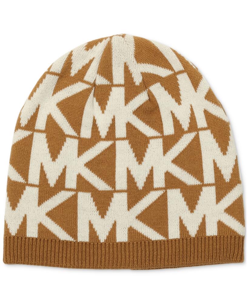 Michael Michael Kors Major Mk Repeating Logo Knit Beanie - Dark Camel Cover