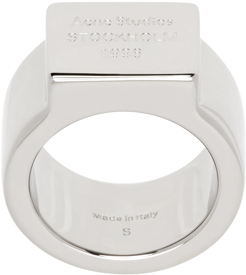 Acne Studios Silver Logo Engraved Signet Ring Cover