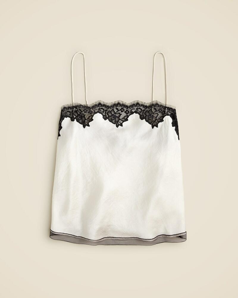 J.Crew Lace-trim camisole top in textured satin Cover