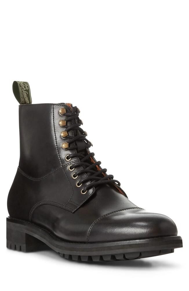 Polo Ralph Lauren Bryson Cap Toe Boot in Black Leather Cover