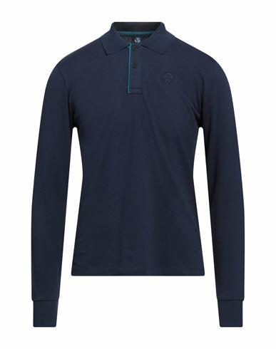 North Sails Man Polo shirt Midnight blue Cotton, Elastane Cover