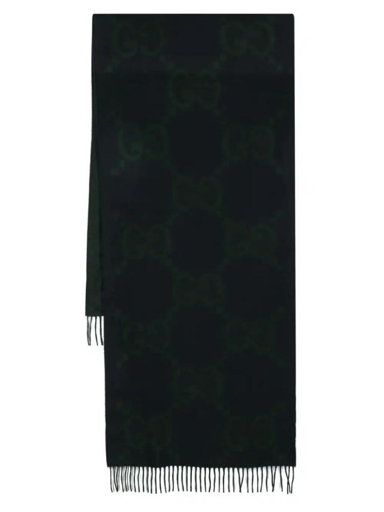 Gucci GG-jacquard cashmere scarf - Blue Cover