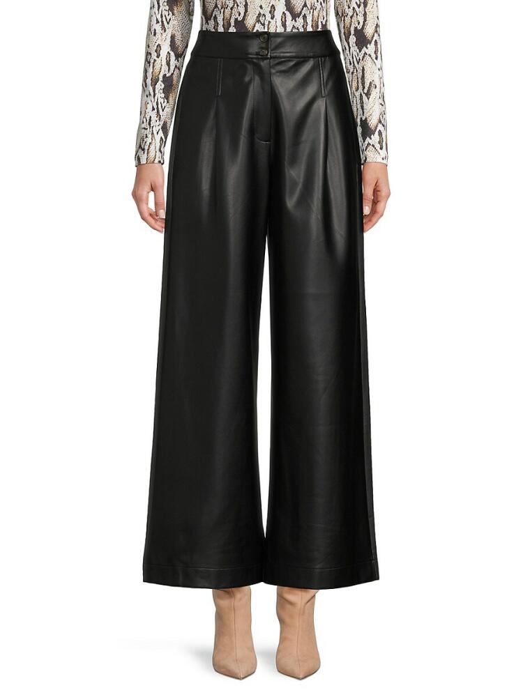 French Connection Women's Crolenda Faux Leather Wide Leg Pants - Black Cover