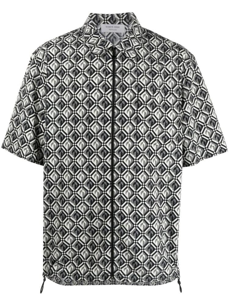 Marine Serre Zephyr diamond-pattern moon shirt - Black Cover