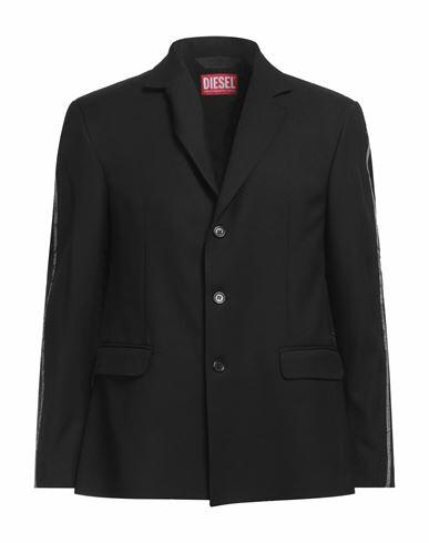 Diesel Man Blazer Black Polyester, Virgin Wool Cover