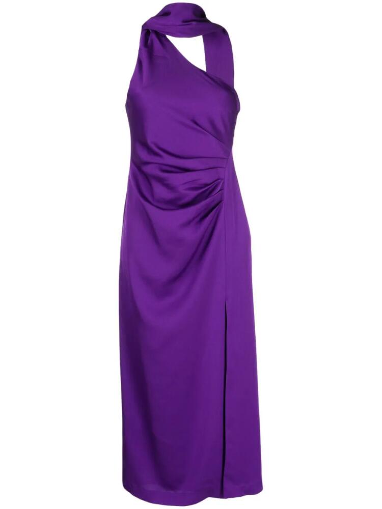 MISHA Estra satin-finish scarf-detail dress - Purple Cover