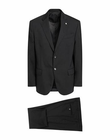 Luigi Bianchi Mantova Man Suit Black Virgin Wool Cover