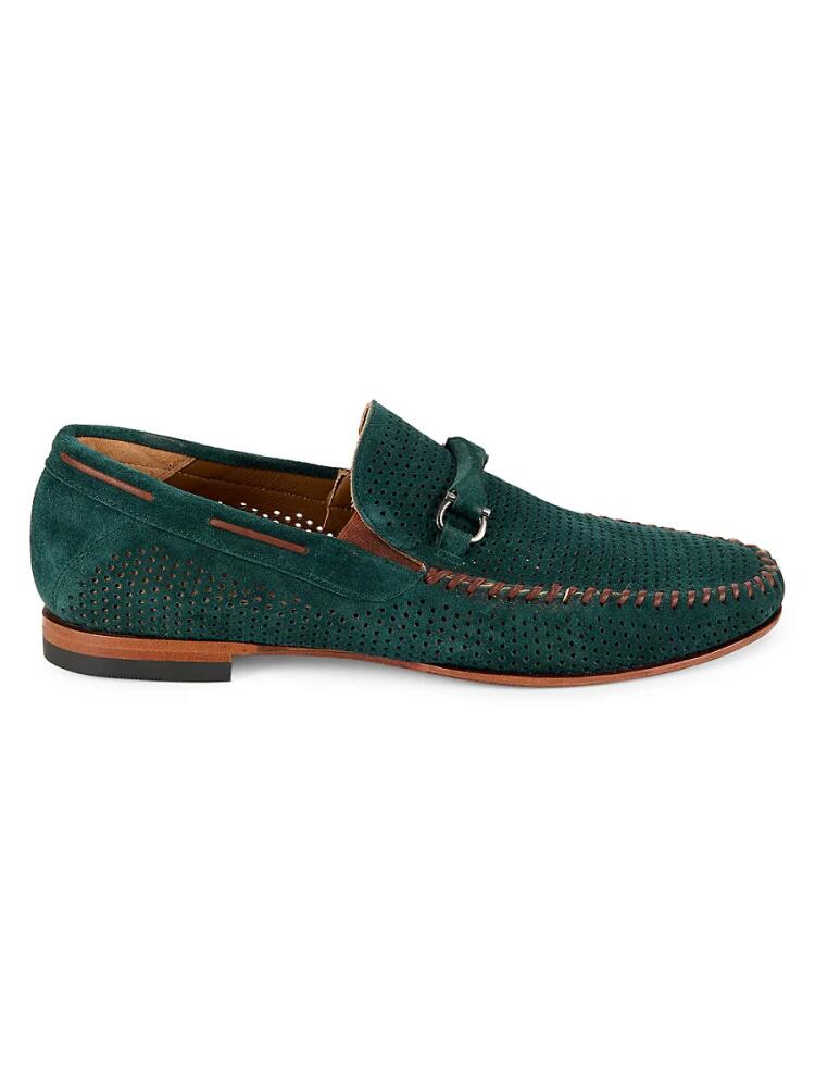 Mezlan Men's Marcello Perforated Suede Bit Loafers - Green Cover