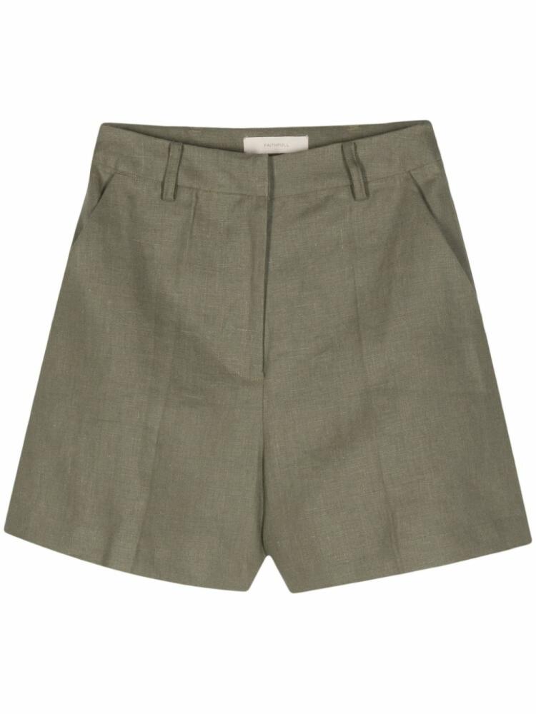 Faithfull the Brand tailored linen shorts - Green Cover