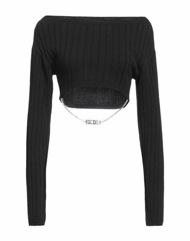 Gcds Woman Sweater Black Cotton, Acrylic Cover