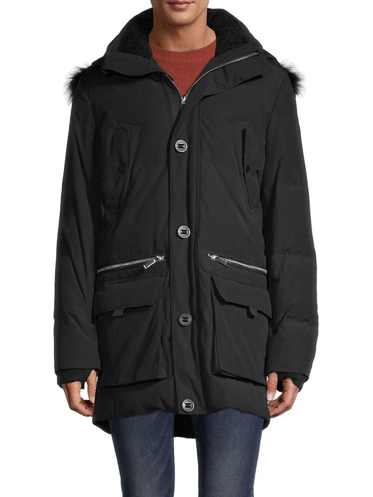 Karl Lagerfeld Paris Men's Faux Fur-Lined & Trimmed Parka Coat - Black Cover