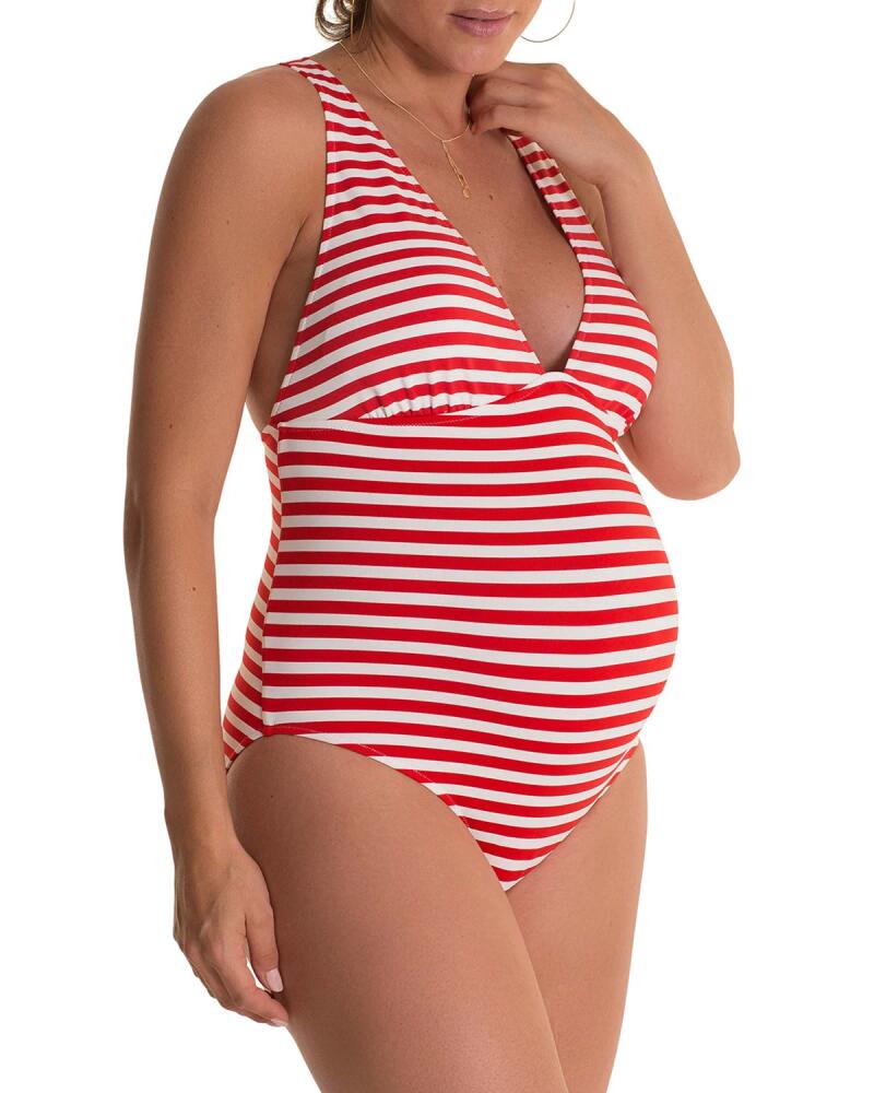 Pez D'Or Maternity Marina Striped One-Piece Swimsuit Cover