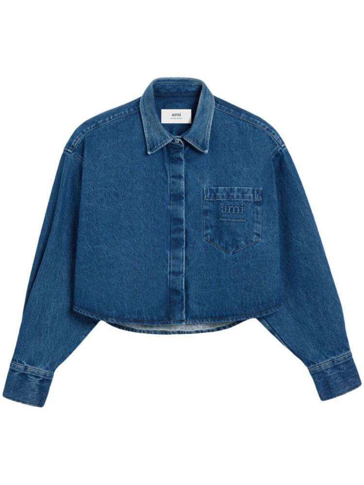 AMI Paris cropped denim shirt - Blue Cover