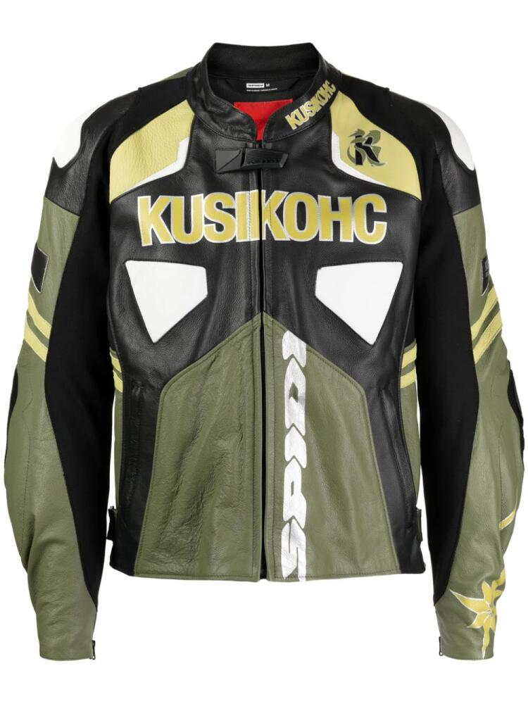 KUSIKOHC Spidi logo-print leather jacket - Black Cover