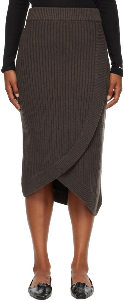 LVIR Brown Unbalanced Midi Skirt Cover